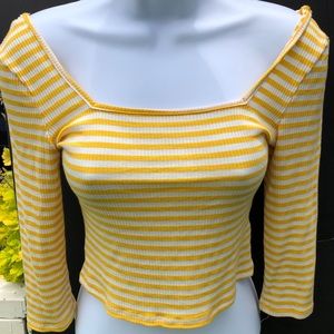 Good luck Gem Striped Long Sleeved crop top